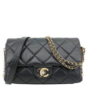 Chanel  Crush On Chains Flap Quilted Lambskin Leather Crossbody Bag Black